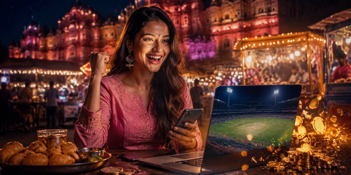 Jaipur night market with sports betting illuminated scenes